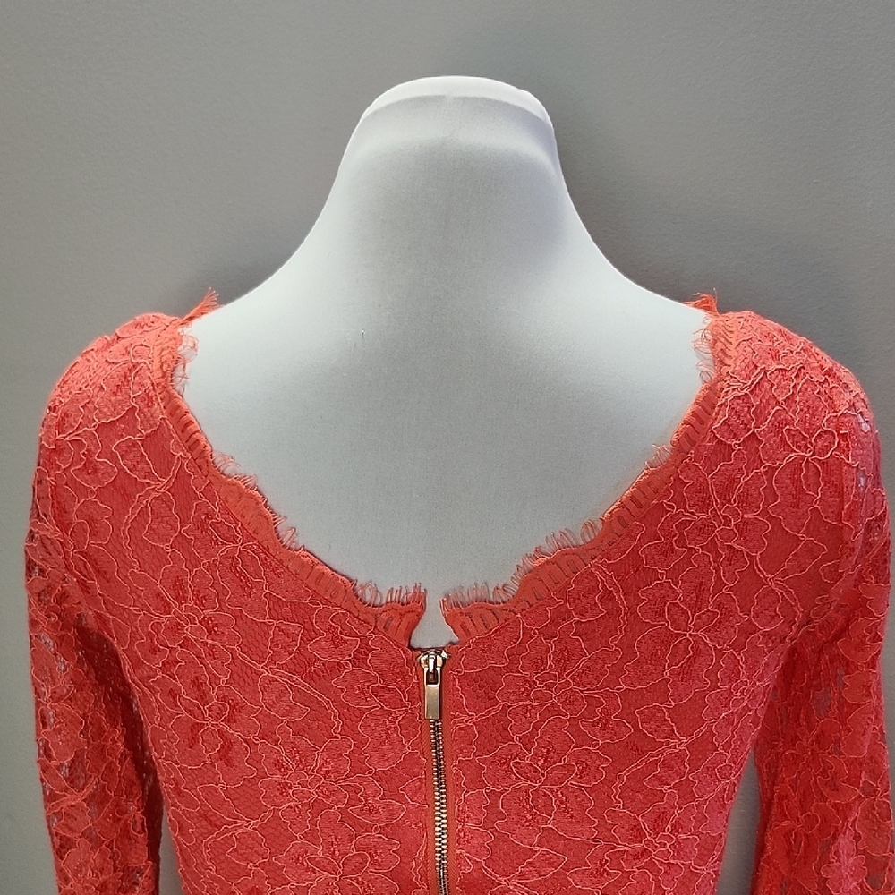 DIANE VON FURSTENBERG Zarita lace coral bodycon cocktail dress - Picture 5 of 16